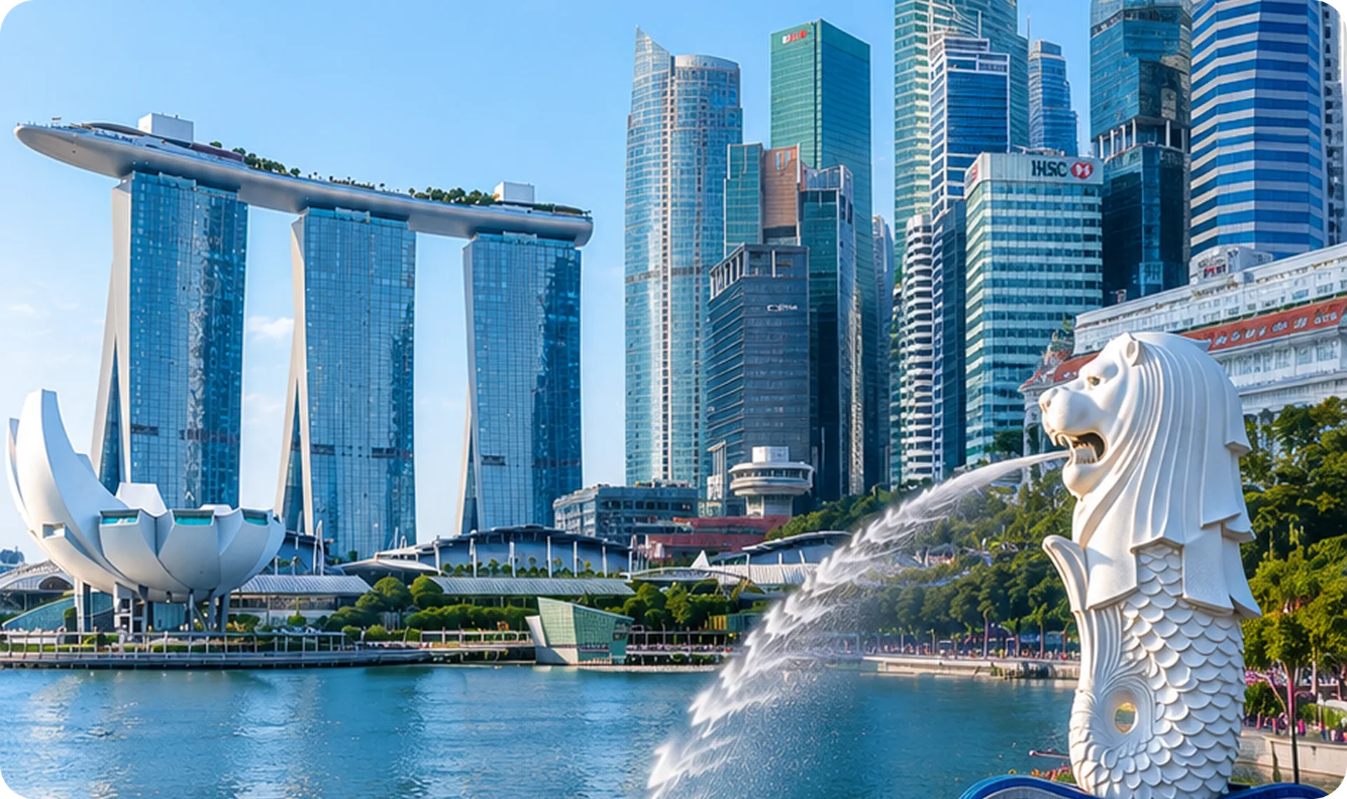 Singapore Merlion Skyline